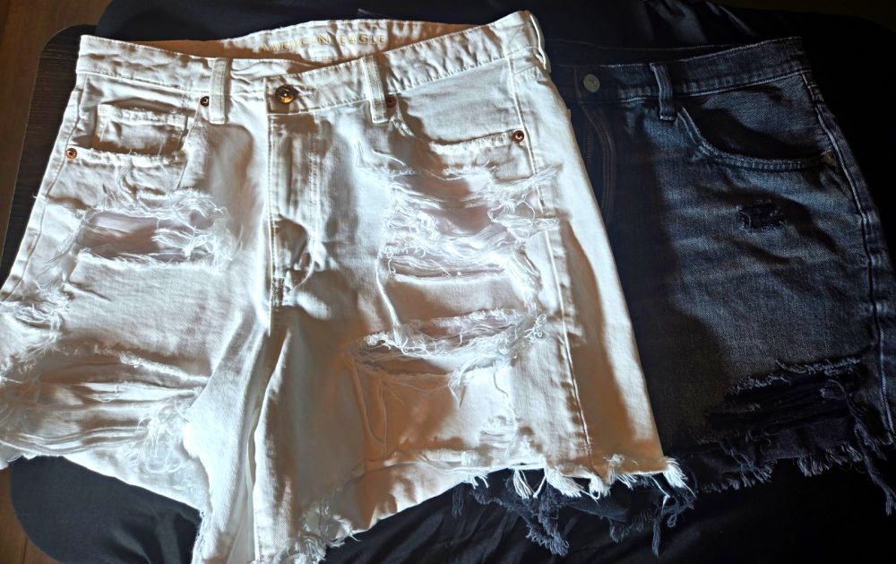 American Eagle Outfitters Women's Denim Shorts sz 12 Mid Rise Black &White 2pr